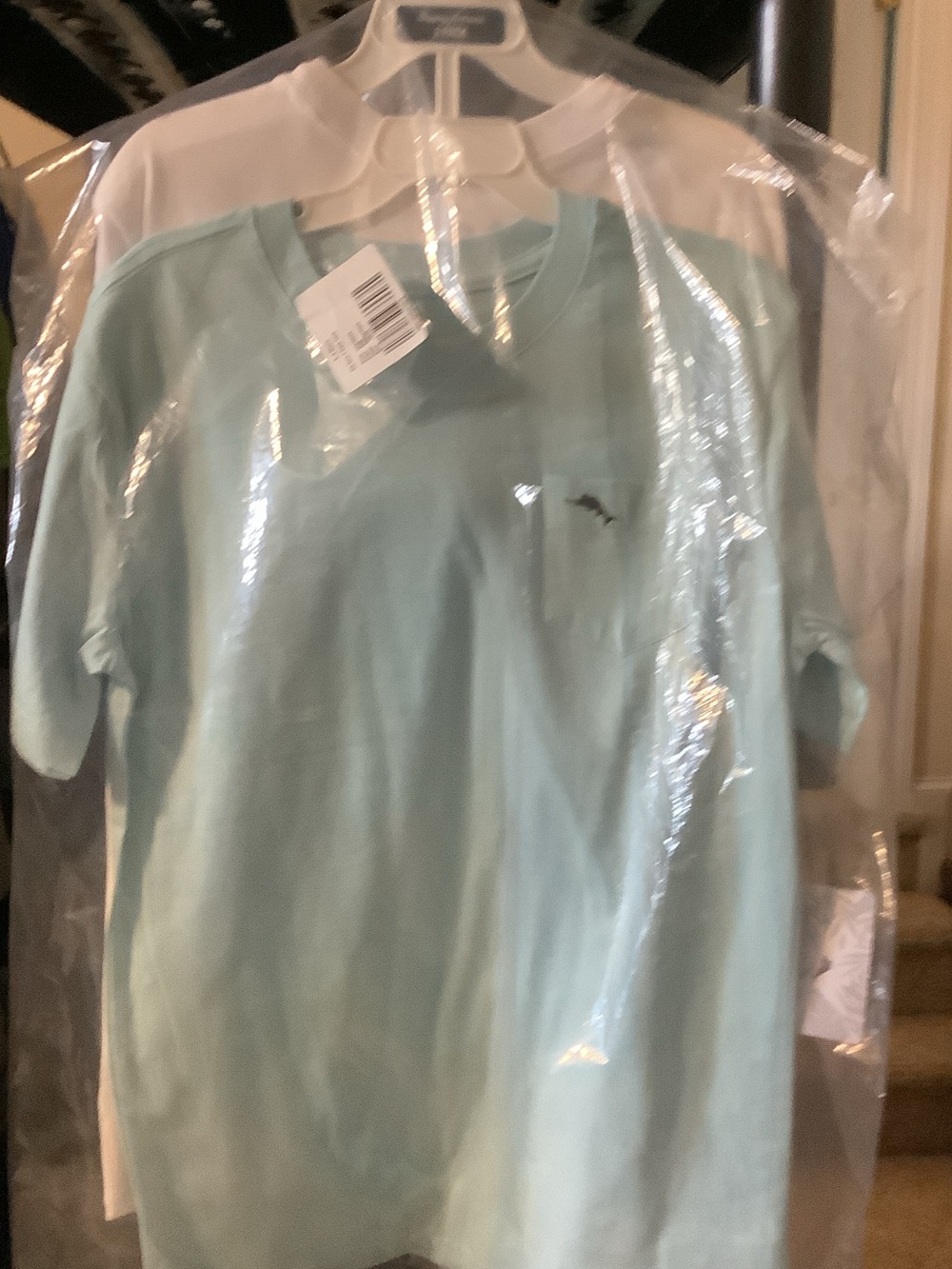 Two‎ Tommy Bahama Short-Sleeve Crew Neck Tees, Aqua, white